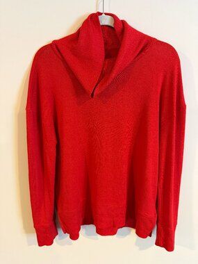 GAP Cowl Neck Tunic Sweater True Red Size M Cozy Knit